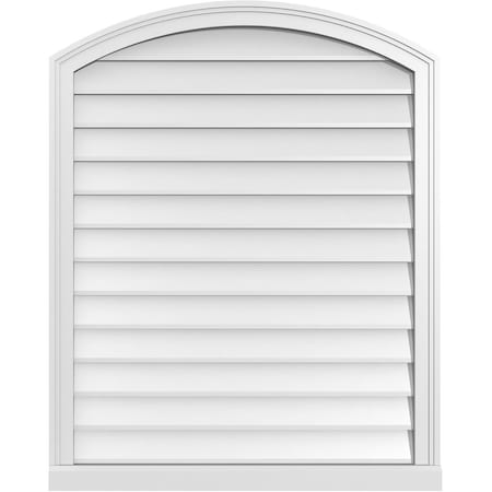 Ekena Millwork Arch Top Surface Mount PVC Gable Vent: Functional, w/ 2"W x 2"P Brickmould Sill Frame, 32"W x 40"H GVPAR32X4003SF